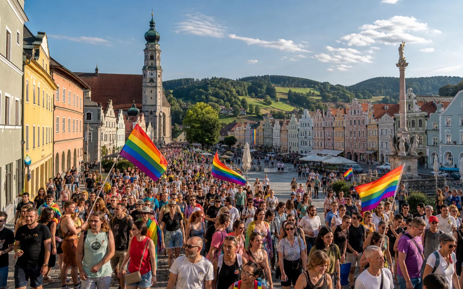 AI-generated editorial scene for Bavaria Pride 2026: confirmed remaining dates and open details