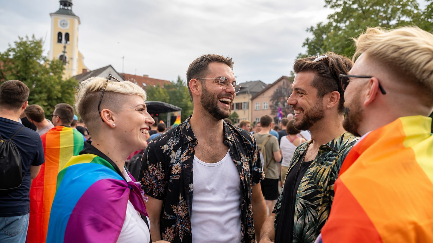 AI-generated editorial scene for CSD Freilassing 2026; not a photograph of the event