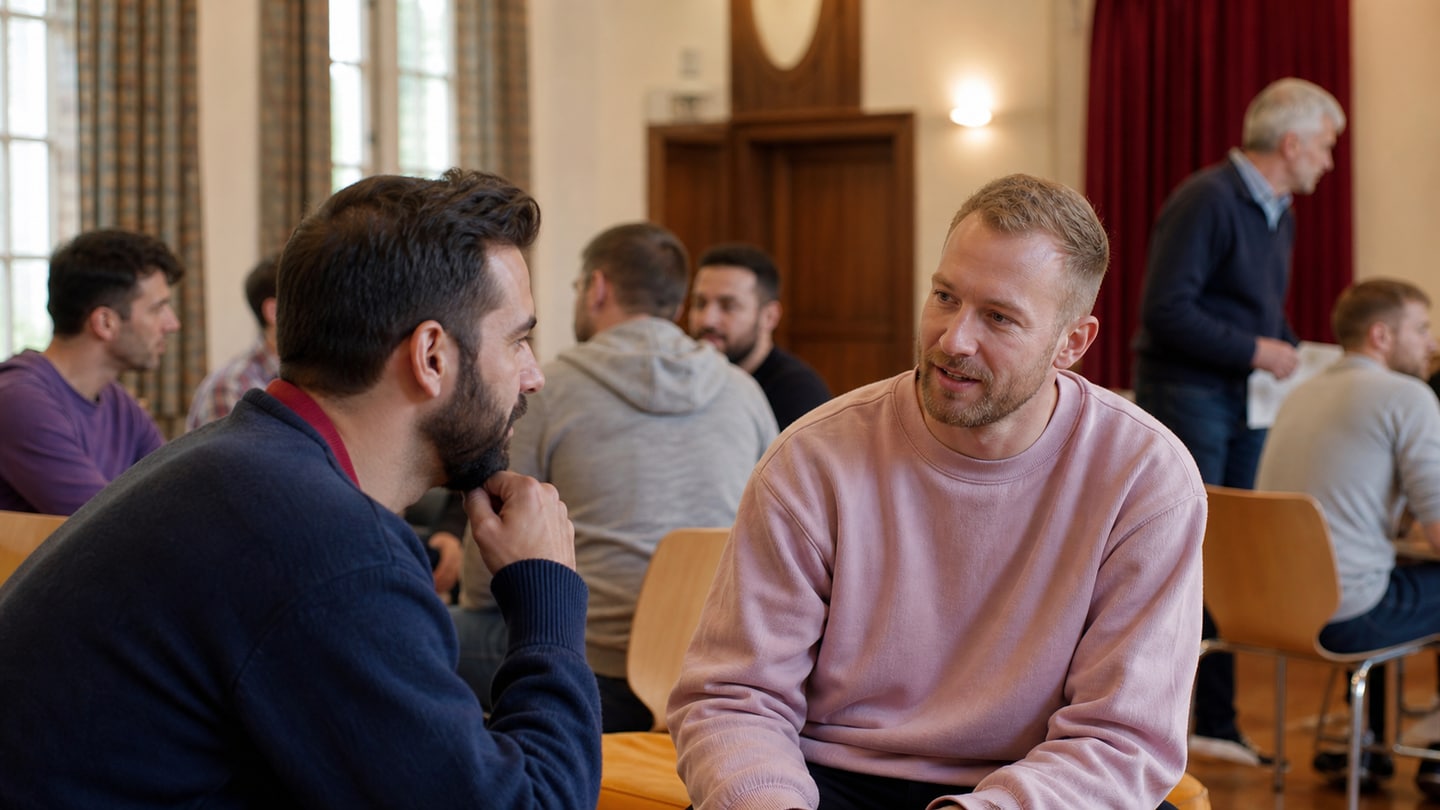 AI-generated editorial scene for HIV/STI advice and testing in Aschaffenburg; not a photograph of the event