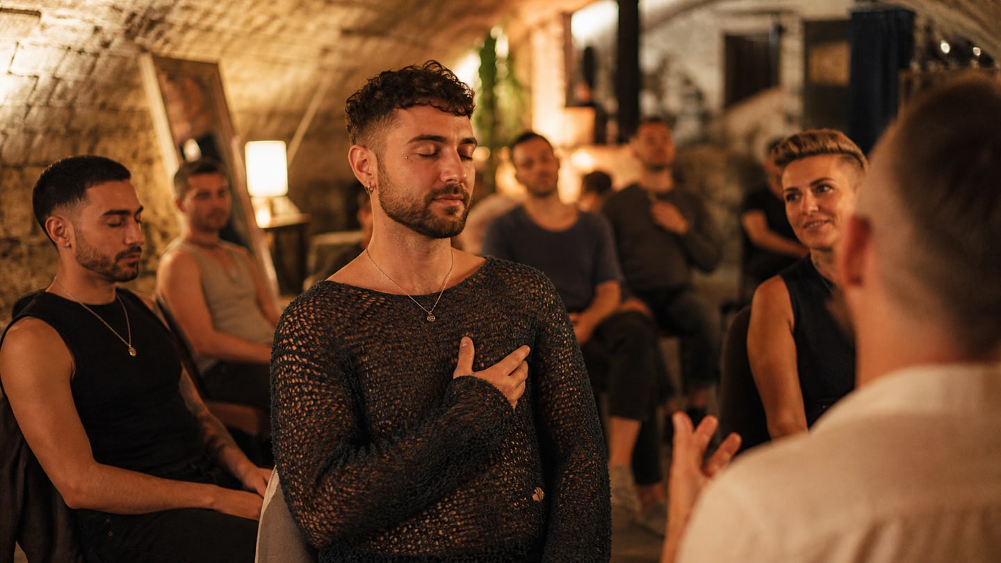 AI-generated editorial scene for Hypnosis workshop; not a photograph of the event