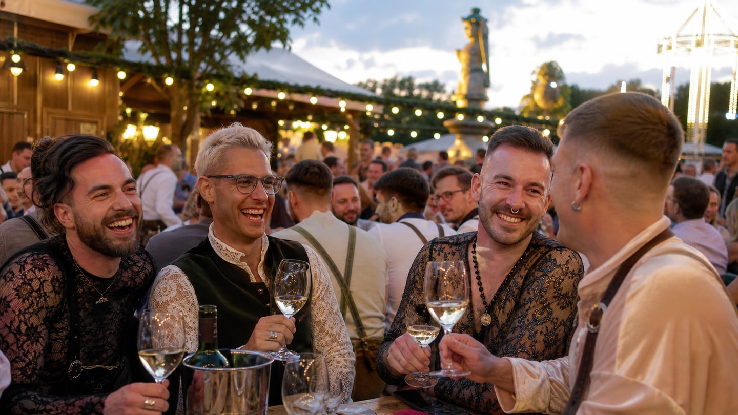 AI-generated editorial scene for Prosecco-Wiesn 2026; not a photograph of the event