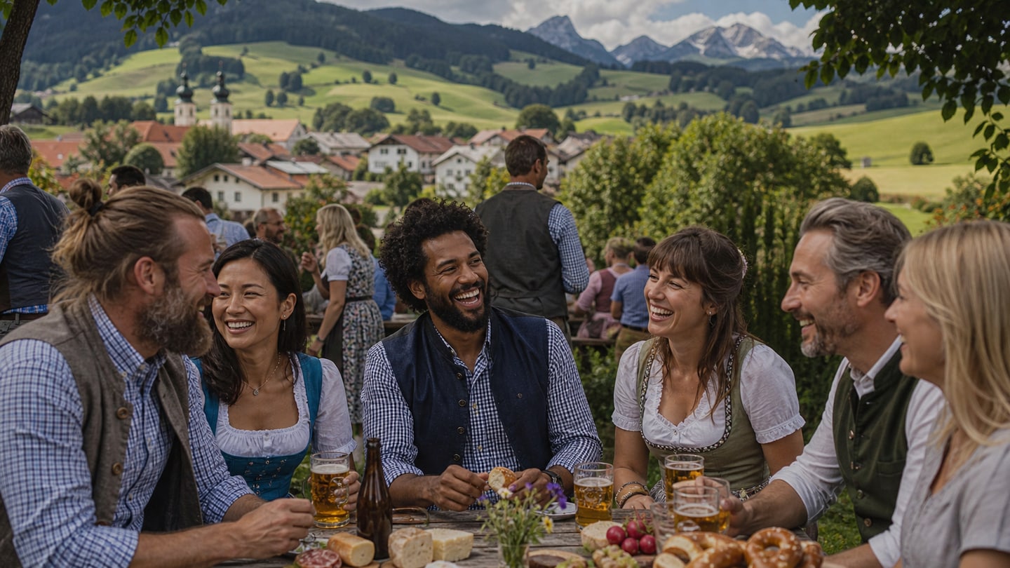 AI-generated editorial scene for Queer life in rural Bavaria: finding community beyond the big cities