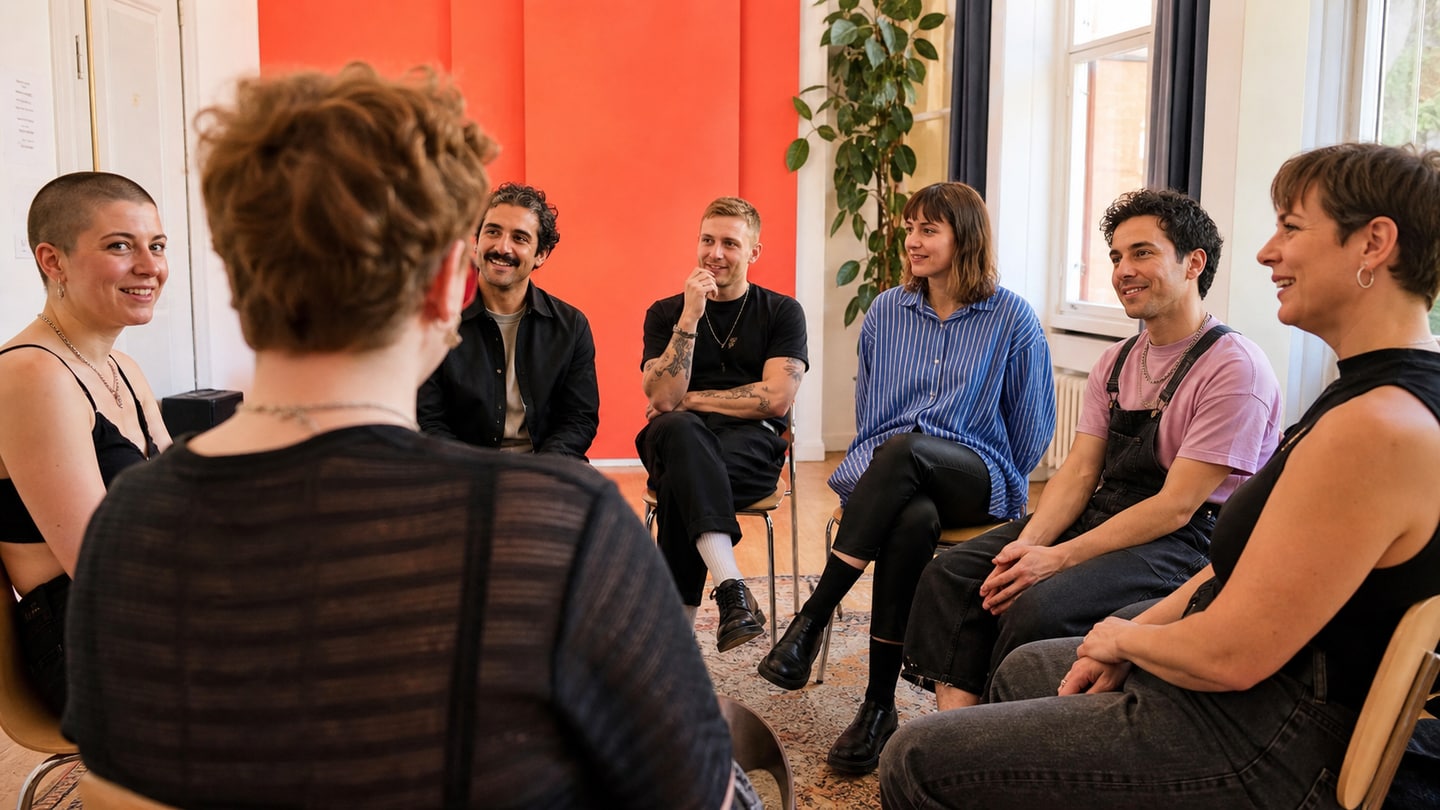 AI-generated editorial scene for Workshop: Sexism and sexual violence? Not with us.; not a photograph of the event