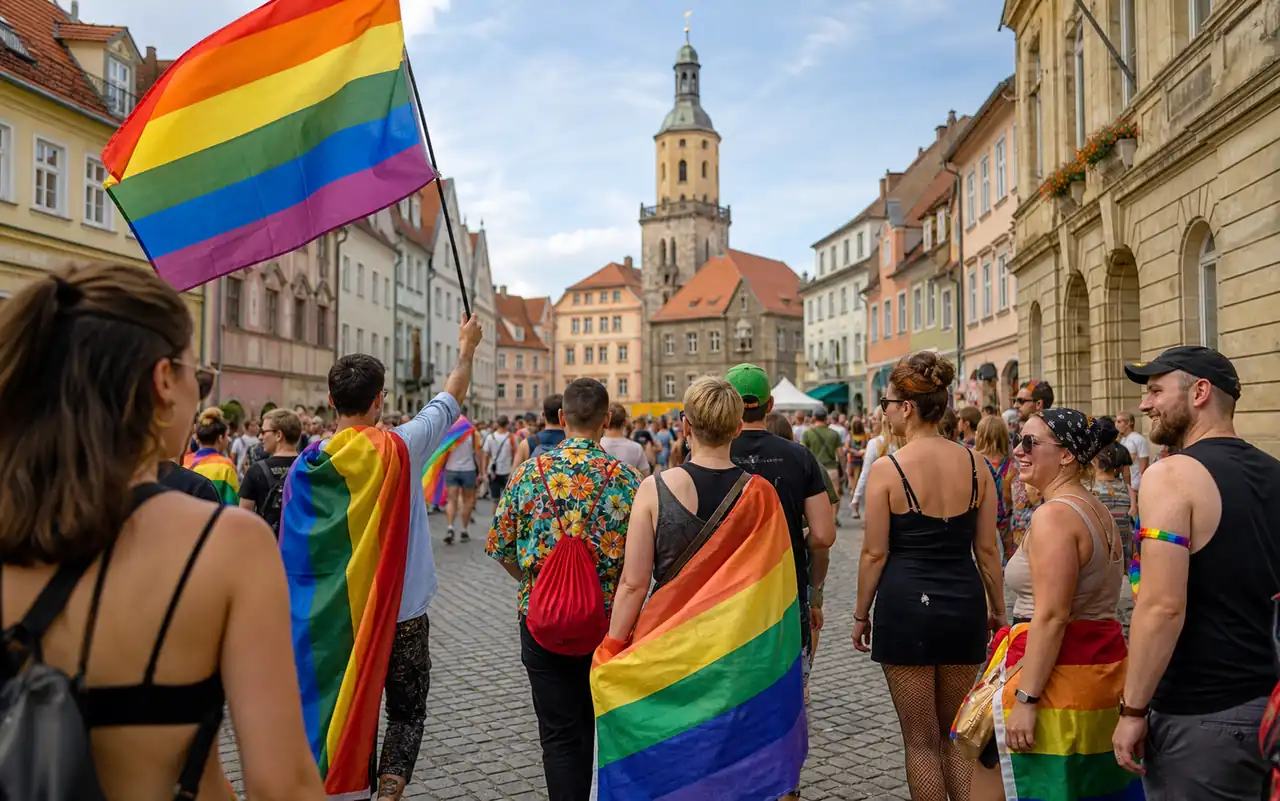 AI-generated editorial scene for CSD Haßfurt 2026 in Bayernweit