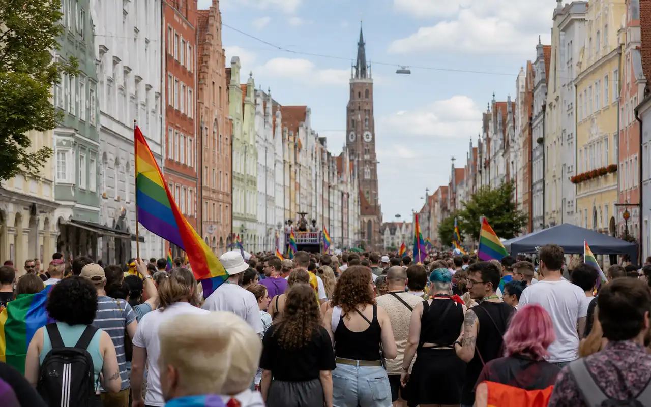 AI-generated editorial scene for CSD Landshut 2026 in Landshut