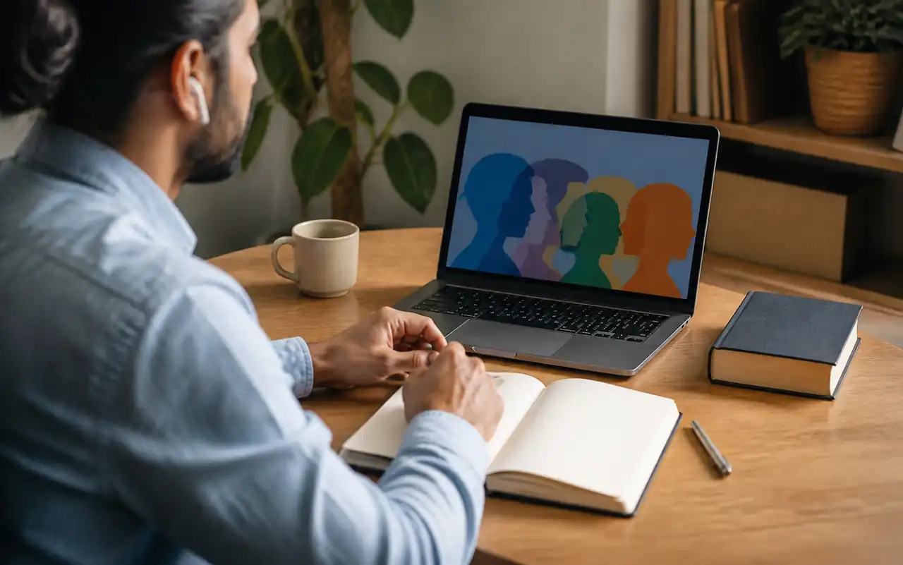 AI-generated editorial scene for Online training: Refuge and queer lives in Bayernweit