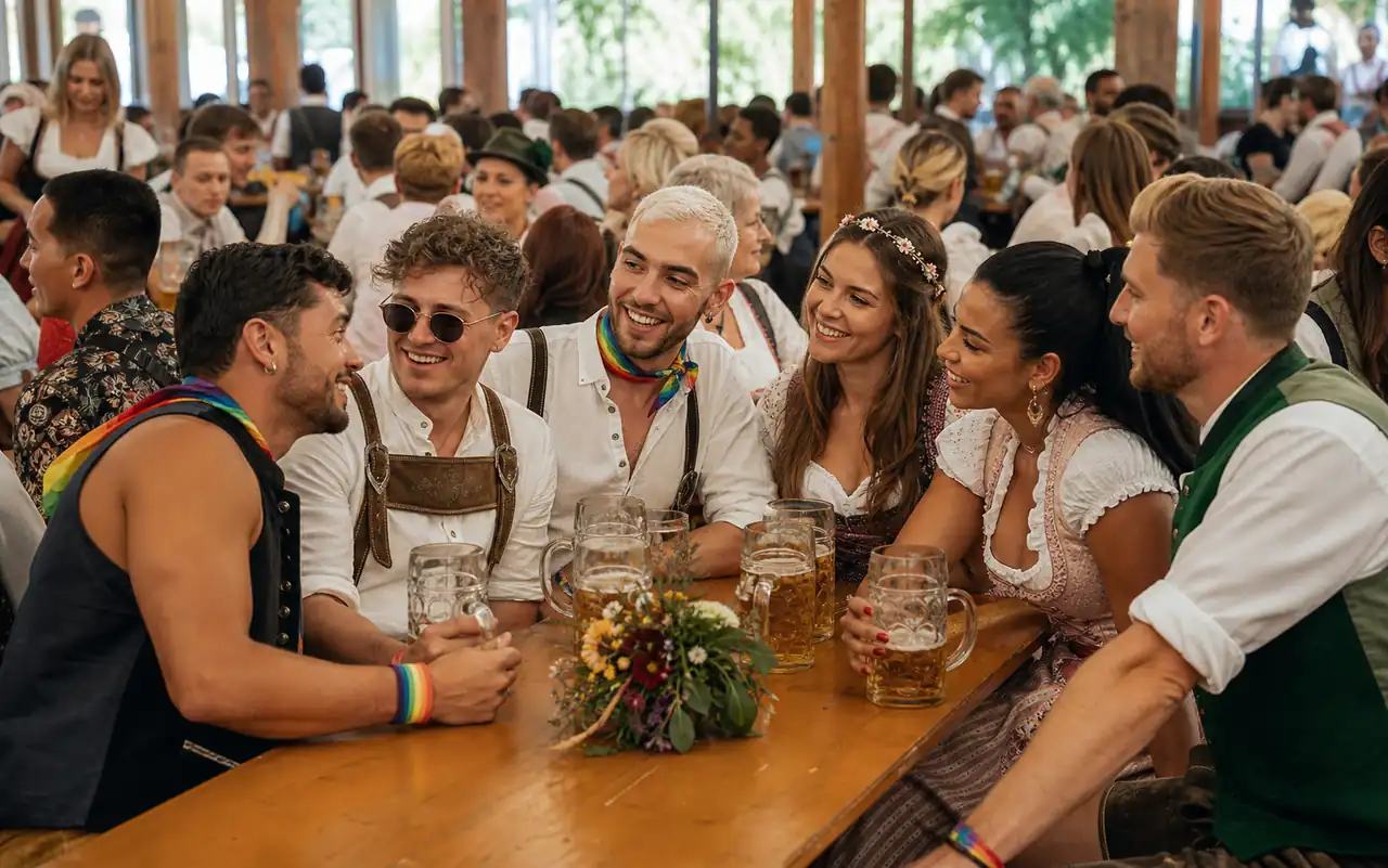AI-generated editorial scene for GaySunday 2026 in München