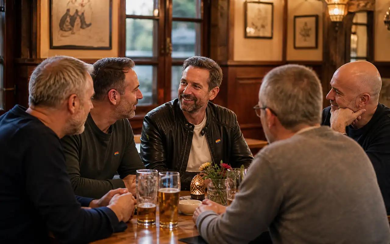 AI-generated editorial scene for MLC social evening at Edelheiss in München