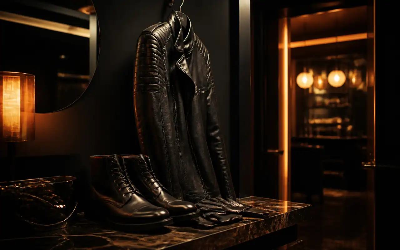 AI-generated editorial scene for MLC Leather Night in München
