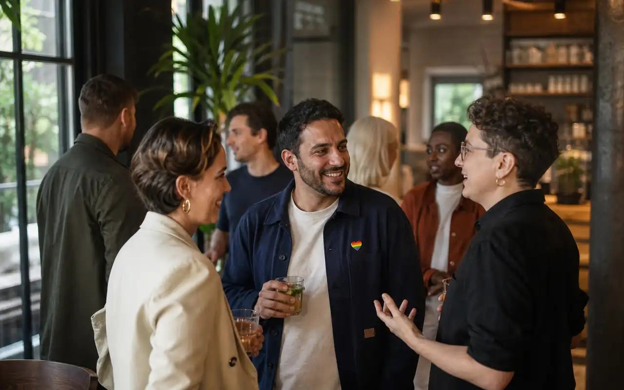 AI-generated editorial scene for Proudr – the queer career network in München