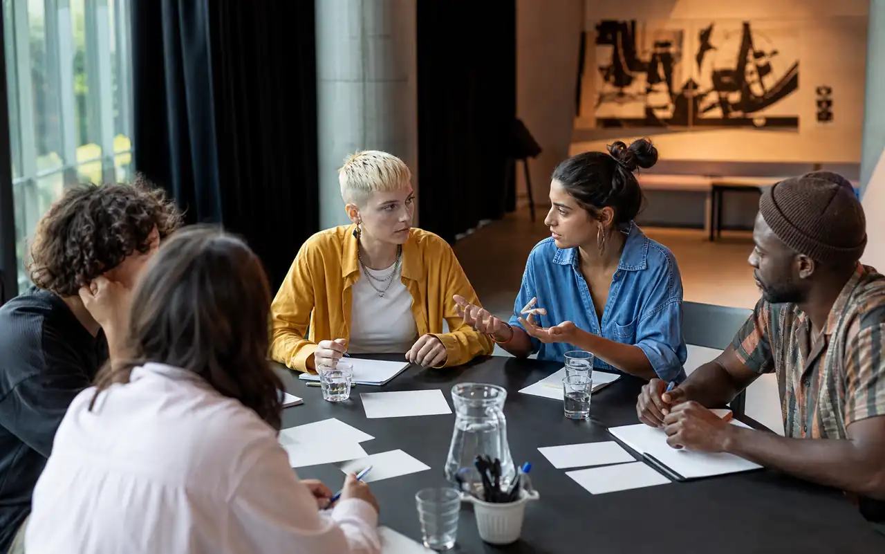 AI-generated editorial scene for Workshop: Sexism and sexual violence? Not with us. in München